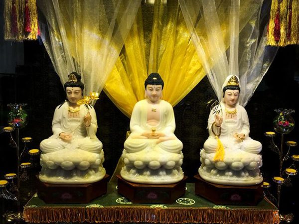Tượng Tây Phương Tam Thánh Ngồi Đài Sen