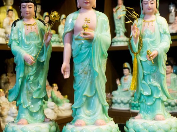 Tượng tây phương tam thánh đứng bằng bột đá