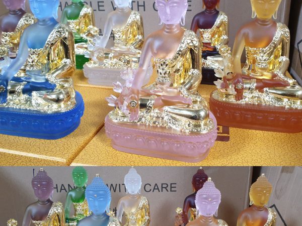 Bộ Tượng Phật Dược Sư Dát Vàng 24k Bằng Lưu Ly
