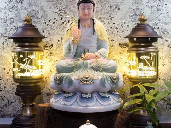 Tượng Mẹ Quan Âm Đẹp Bột Đá Vẽ Màu Cao Cấp 19in