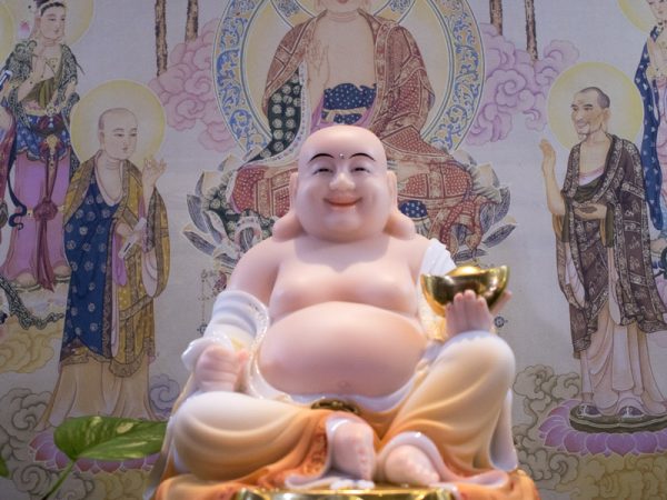 Tượng Bố Đại Hòa Thượng Bột Đá Dát Vàng - Phật Di Lặc