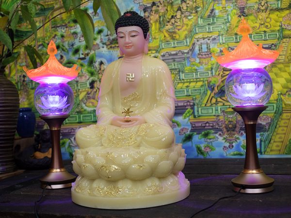 Mẫu tượng Phật Dược Sư bột đá thạch anh ngồi đài sen 40cm