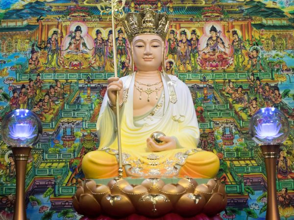 Tượng Địa Tạng Bồ Tát bằng nhựa cốt sợi thủy tinh vẽ màu 68cm