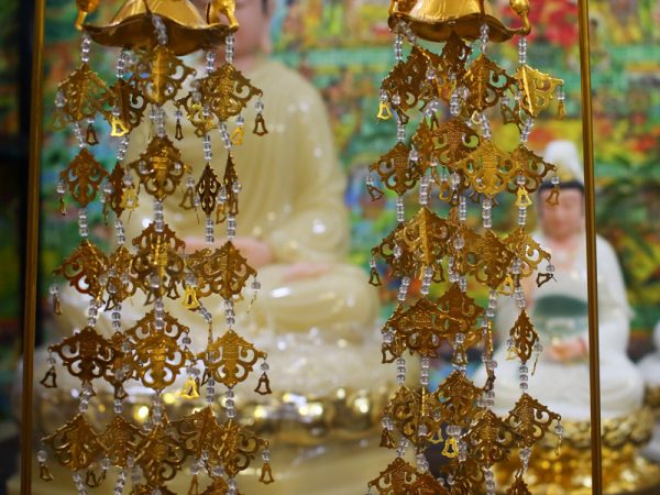 Anh lạc treo bằng nhôm mạ đồng, cúng dường tràng phan