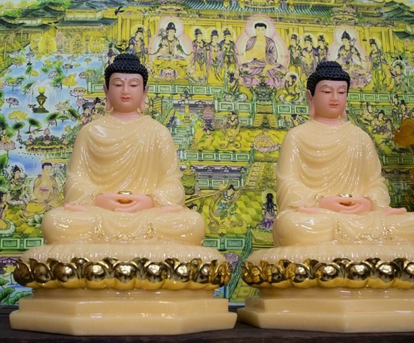 Tượng Thích Ca Tĩnh Tâm Thạch Anh Viền Vàng