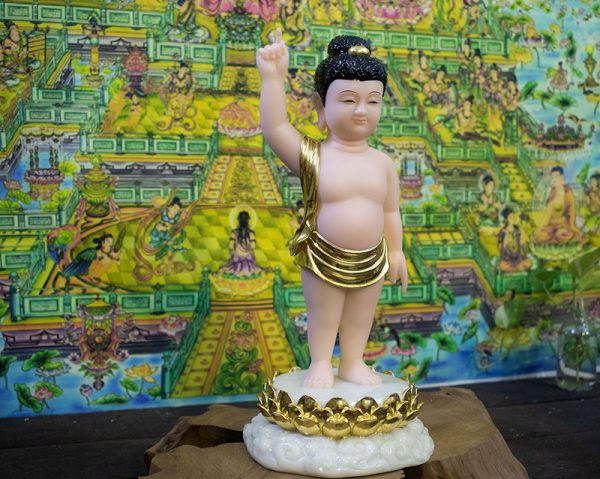 Tượng Phật đản sinh cao 40cm bằng bột đá