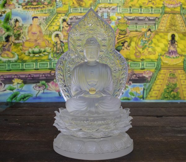 Tượng Phật A Di Đà lưu ly cao cấp, tượng Phật bằng lưu ly